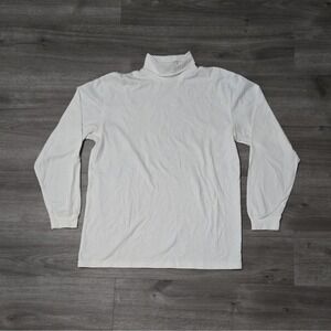 LL Bean Turtleneck Shirt Men's Large Tall LT Solid White Long Sleeve